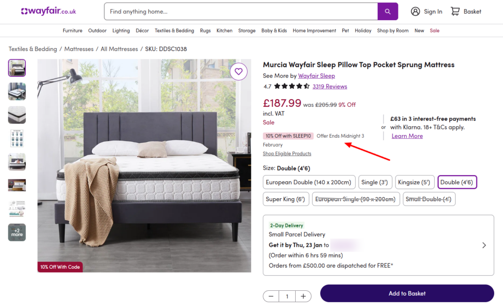 sale end date product page