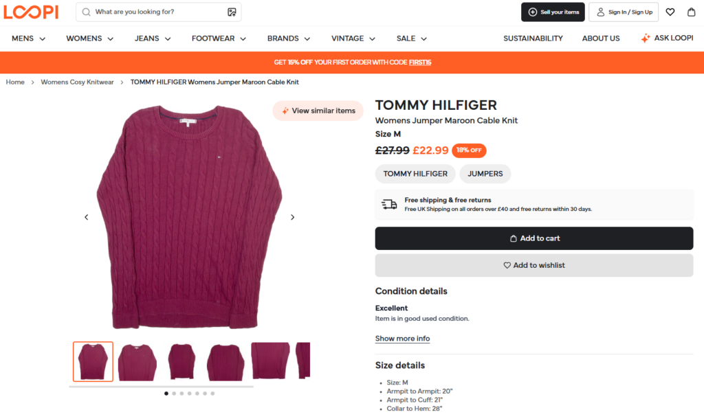 online thrift store product