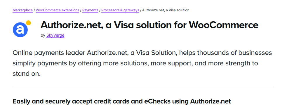 Authorize woocommerce payment