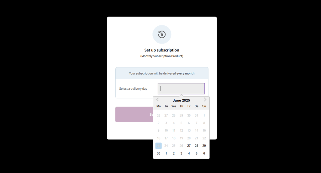 subscription days greyed out