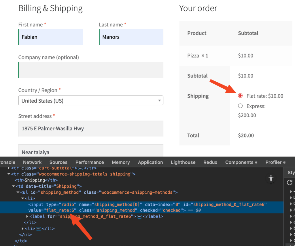 Get shipping method ID